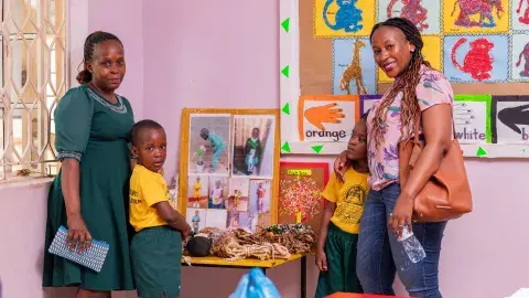 Happy parents and children