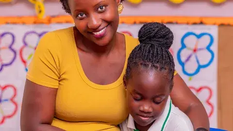 Parent checking classwork