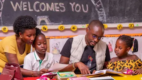 Parents checking classwork