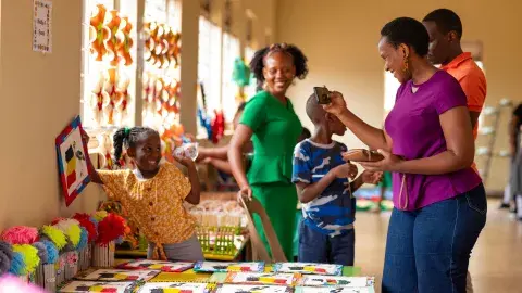 Sianna showing mum display work